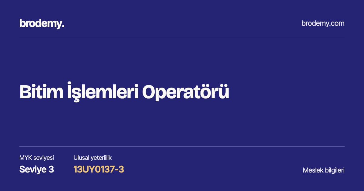 Bitim İşlemleri Operatörü — Seviye 3, 13UY0137-3 meslek bilgi kartı