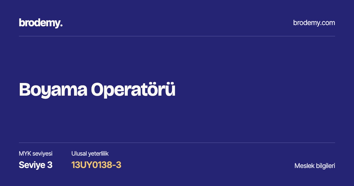 Boyama Operatörü — Seviye 3, 13UY0138-3 meslek bilgi kartı