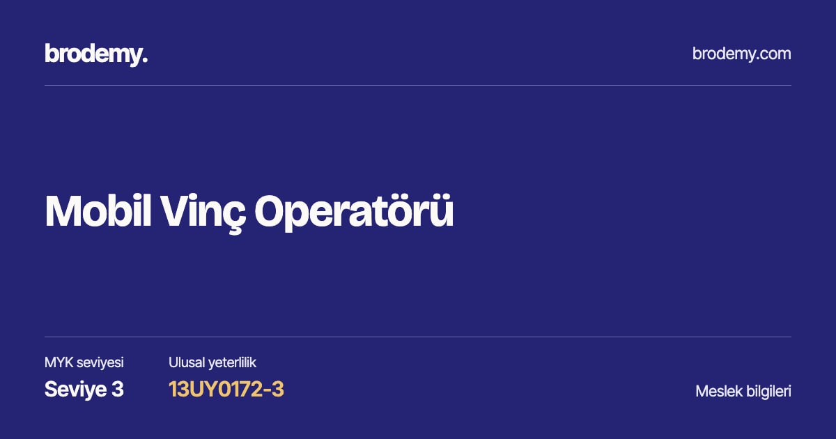 Mobil Vinç Operatörü — Seviye 3, 13UY0172-3 meslek bilgi kartı