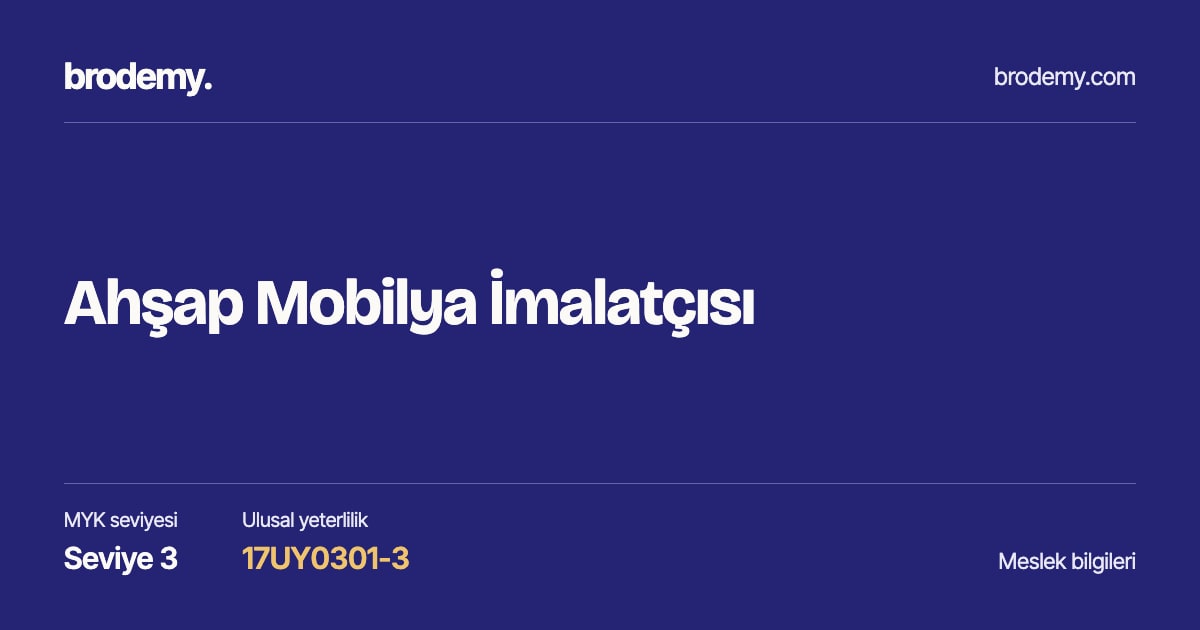 Ahşap Mobilya İmalatçısı — Seviye 3, 17UY0301-3 meslek bilgi kartı